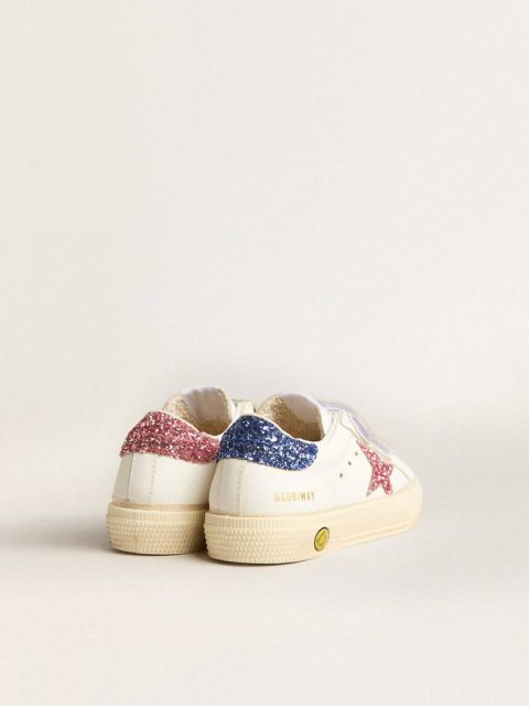 Golden Goose Junior May School In Leather With Glitter Star And Heel Tab Kids White Little Girls (1-3 Years) - Image 5