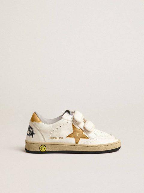 Golden Goose Kids Ball Star Young With Gold Metallic Leather Star And Heel Tab Boys (4-10 Years)