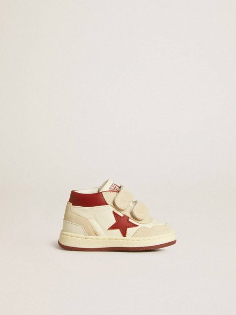 Golden Goose Kids June Junior In Nappa And Suede With Red Leather Star And Heel Tab Little Boys (1-3 Years)