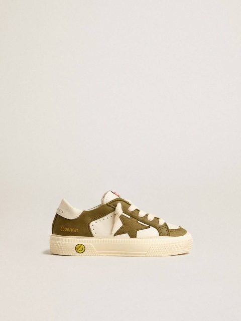 Golden Goose Kids Little Boys (1-3 Years) May Junior In White And Military Green Leather