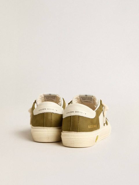 Golden Goose Kids Little Boys (1-3 Years) May Junior In White And Military Green Leather - Image 5