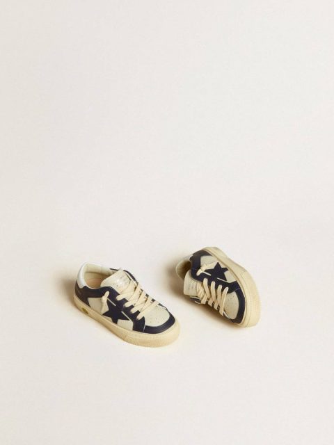 Golden Goose Kids White And Blue May Junior In White And Blue Leather With Leather Star And Heel Tab Little Boys (1-3 Years) - Image 2
