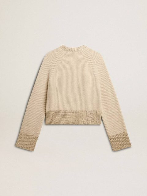 Golden Goose Knitwear Beige Women's Boxy Sweater In Wool With Hotfix Crystal Decoration Women - Image 2