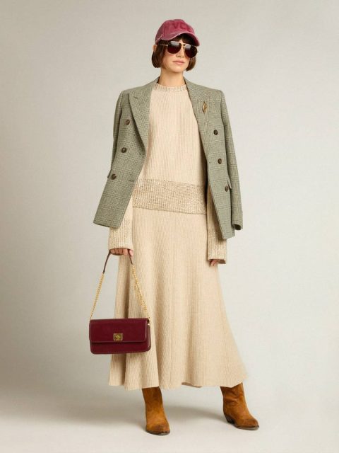 Golden Goose Knitwear Beige Women's Boxy Sweater In Wool With Hotfix Crystal Decoration Women - Image 4
