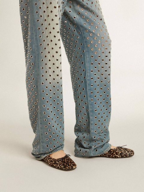 Golden Goose Loafers & Ballerinas Women Amy Ballet Flats In Beige Leopard-Print Pony Skin - Image 3