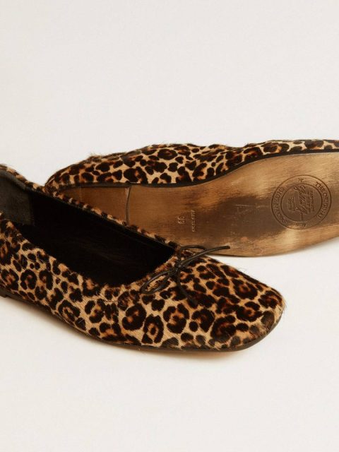 Golden Goose Loafers & Ballerinas Women Amy Ballet Flats In Beige Leopard-Print Pony Skin - Image 4