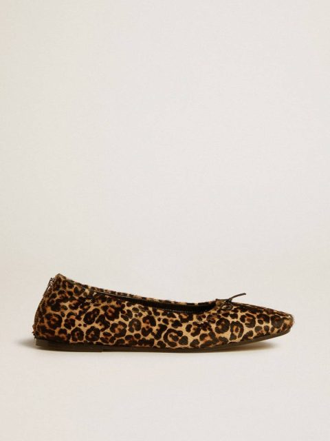 Golden Goose Loafers & Ballerinas Women Amy Ballet Flats In Beige Leopard-Print Pony Skin