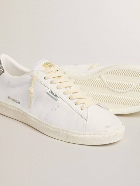 Golden Goose Matchstar In White Leather With Silver Glitter Heel Tab White Women Ggdb Classics - Image 3