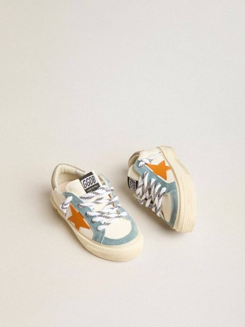 Golden Goose May Teen In Nappa With Orange Leather Star And Blue Suede Inserts Boys (4-10 Years) Kids - Image 2