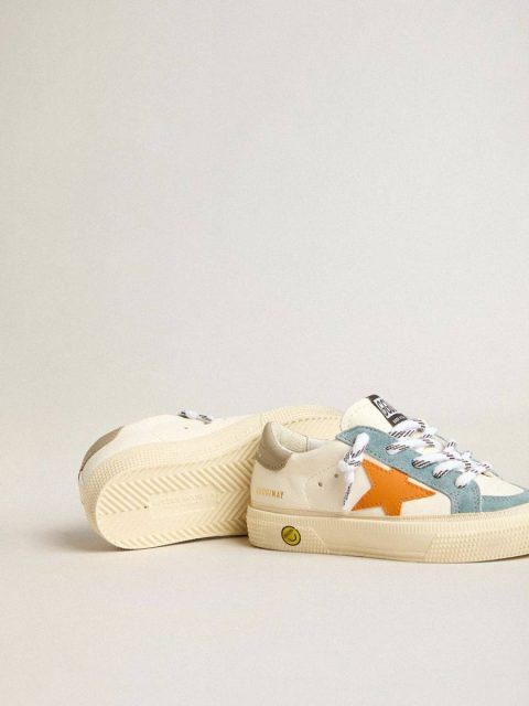 Golden Goose May Teen In Nappa With Orange Leather Star And Blue Suede Inserts Boys (4-10 Years) Kids - Image 3