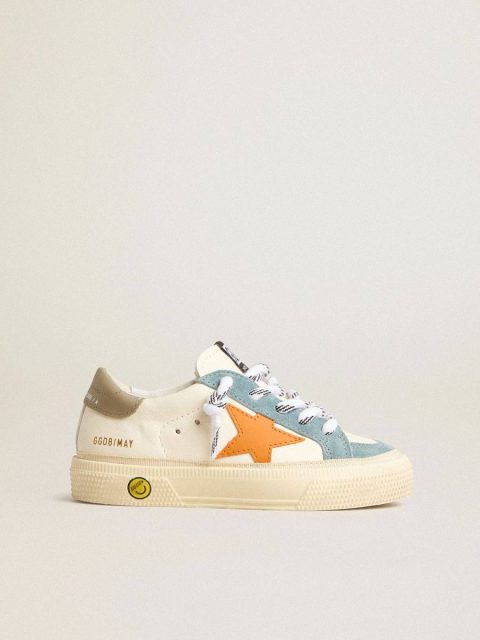 Golden Goose May Teen In Nappa With Orange Leather Star And Blue Suede Inserts Boys (4-10 Years) Kids