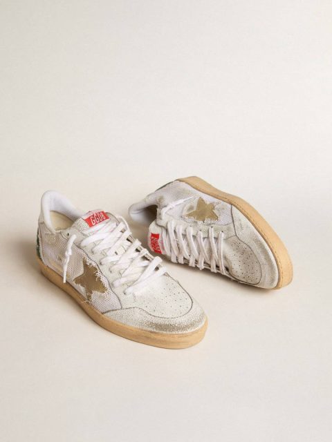 Golden Goose Men Ball Star Ball Star Ltd In White Crackle Leather And Mesh With Suede Star - Image 2