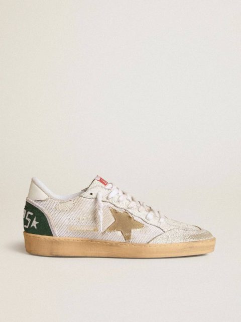 Golden Goose Men Ball Star Ball Star Ltd In White Crackle Leather And Mesh With Suede Star