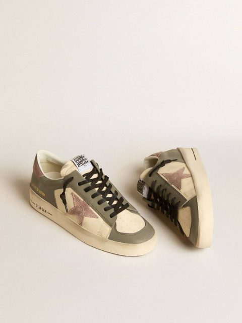 Golden Goose Men Cream And Gray Men's Stardan Ltd In Gray Leather With A Pink Leather Star And Heel Tab Stardan - Image 2