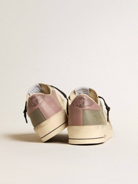 Golden Goose Men Cream And Gray Men's Stardan Ltd In Gray Leather With A Pink Leather Star And Heel Tab Stardan - Image 4