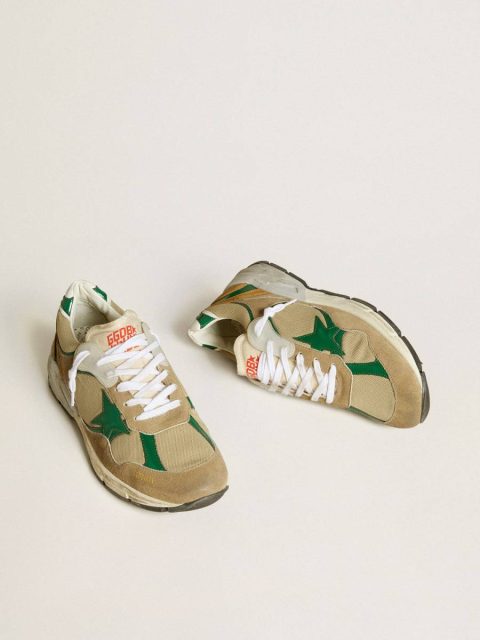 Golden Goose Men Dad-Star Men’s Dad-Star Lab In Nylon With Green Leather Star And Suede Inserts - Image 2