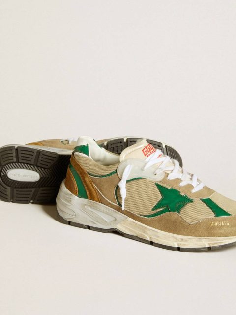 Golden Goose Men Dad-Star Men’s Dad-Star Lab In Nylon With Green Leather Star And Suede Inserts - Image 3