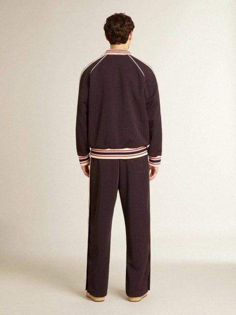 Golden Goose Men Dark Blue Sweatshirts Men’s Dark Blue Zipped Sweatshirt With White Logo - Image 3