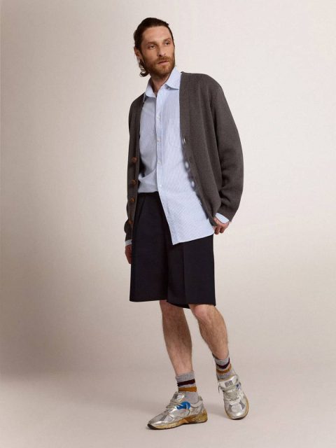 Golden Goose Men Jeans & Pants Dark Blue Men's Bermuda Shorts In Dark Blue Wool - Image 4