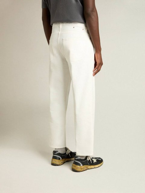 Golden Goose Men Lived-In White Jeans & Pants Men's White Denim Pants - Image 4