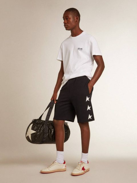 Golden Goose Men Men's Black Bermuda Shorts With White Stars Black Jeans & Pants - Image 3