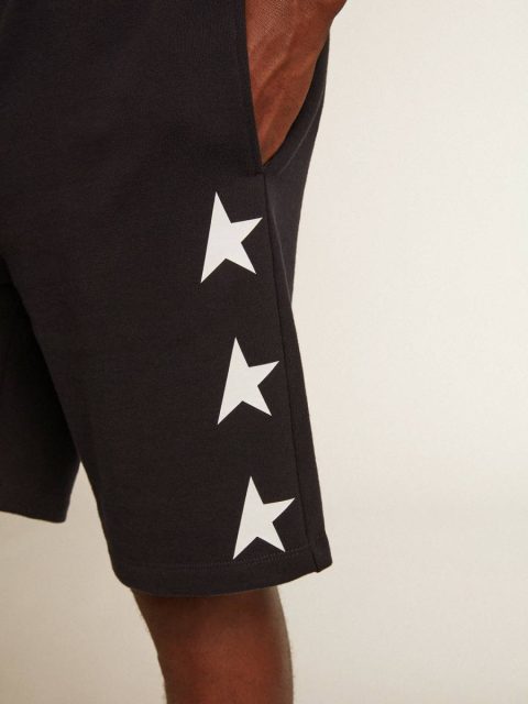 Golden Goose Men Men's Black Bermuda Shorts With White Stars Black Jeans & Pants - Image 5