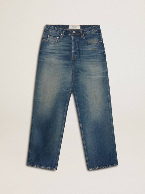 Golden Goose Men Men's Loose Fit Medium Wash Cny Jeans Blue Jeans & Pants