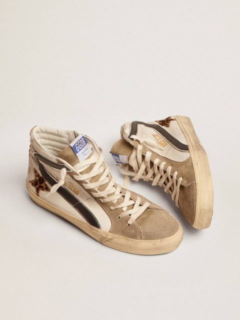 Golden Goose Men Men's Slide With Leopard Print Pony Skin Star And Black Flash Slide - Image 2