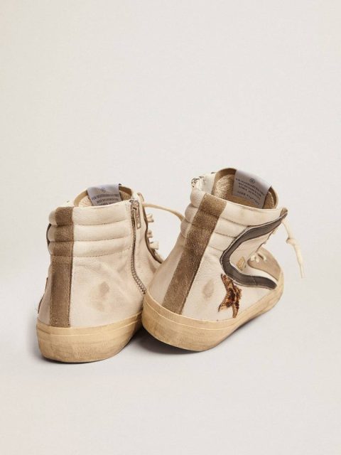 Golden Goose Men Men's Slide With Leopard Print Pony Skin Star And Black Flash Slide - Image 5