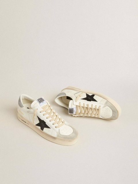 Golden Goose Men Men’s Stardan In White Nappa With Croc-Print Leather Star And Gray Heel Tab Stardan - Image 2