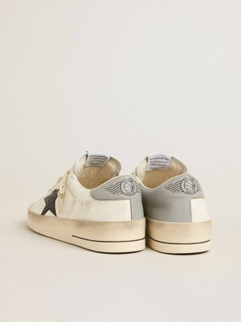 Golden Goose Men Men’s Stardan In White Nappa With Croc-Print Leather Star And Gray Heel Tab Stardan - Image 4