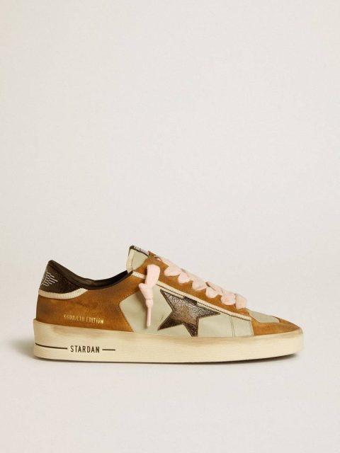 Golden Goose Men Men’s Stardan Ltd In Leather With Laminated Crackle Leather Star And Black Heel Tab Stardan