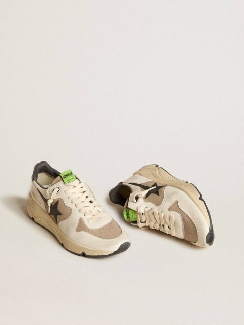 Golden Goose Men Running Sole Men's Running Sole Ltd In Gray Leather And White Nappa With Black Leather Star - Image 2