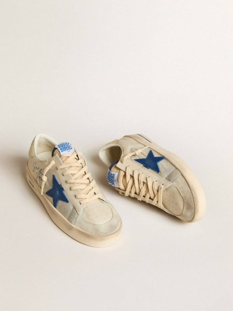 Golden Goose Men Stardan Men's Stardan In Nylon With Blue Leather Star And Ivory Leather Heel Tab - Image 2