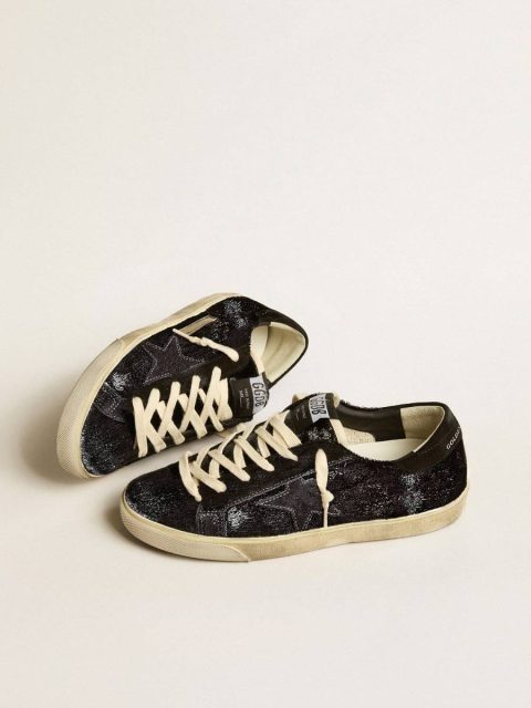 Golden Goose Men Super-Star Men’s Super-Star In Black Velvet And Suede With Black Suede Star - Image 2