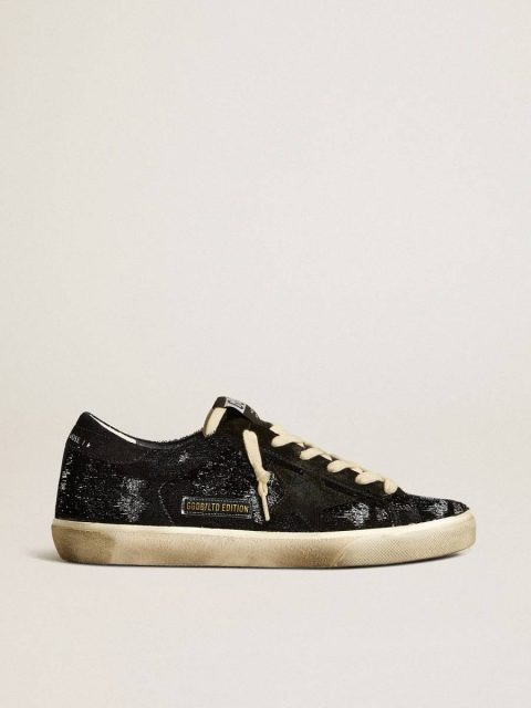 Golden Goose Men Super-Star Men’s Super-Star In Black Velvet And Suede With Black Suede Star