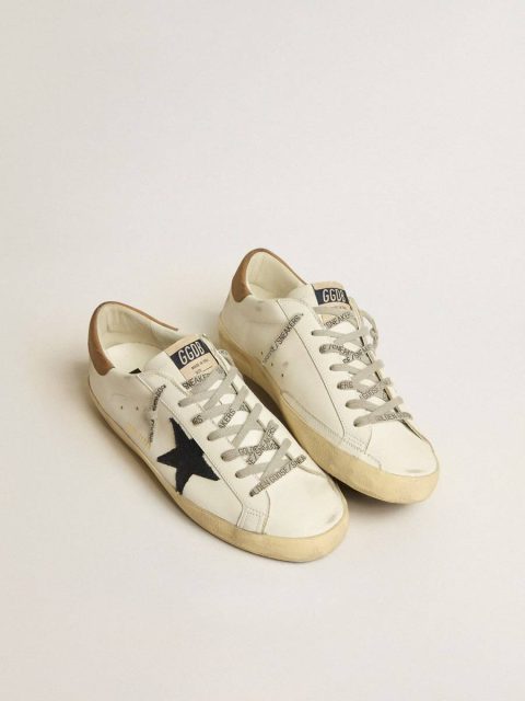 Golden Goose Men Super-Star Men's Super-Star In White Leather With Midnight-Blue Canvas Star And Tobacco Leather Heel Tab - Image 2