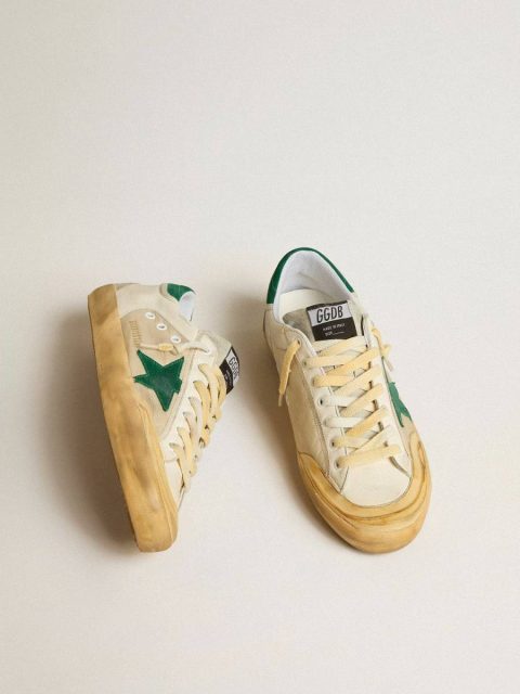 Golden Goose Men Super-Star Men's Super-Star Penstar In Nappa And Nylon With Green Suede Star And Heel Tab - Image 2