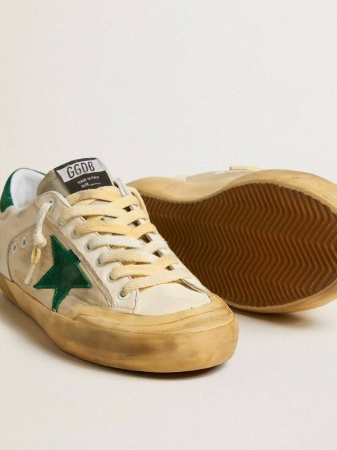 Golden Goose Men Super-Star Men's Super-Star Penstar In Nappa And Nylon With Green Suede Star And Heel Tab - Image 3