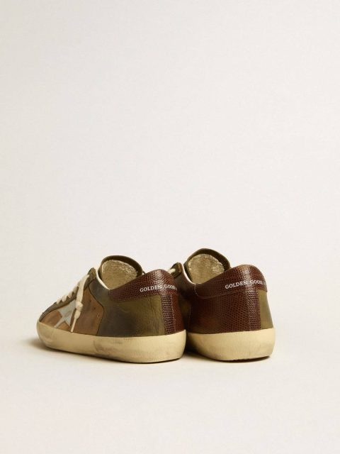 Golden Goose Men Super-Star Super-Star Ltd In Green Leather And Tobacco-Colored Suede With Silver Star - Image 4
