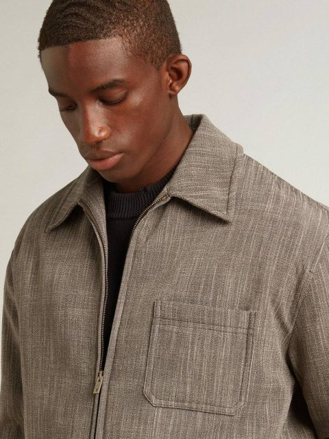 Golden Goose Men White And Gray Coats & Jackets Men’s Wool Blend Coach Jacket - Image 2