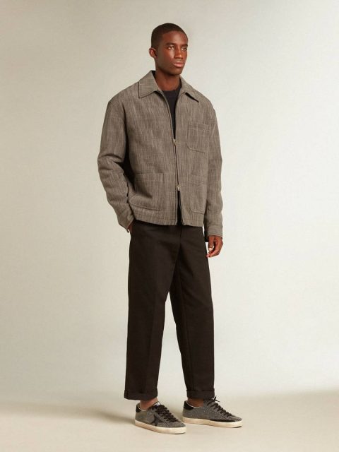 Golden Goose Men White And Gray Coats & Jackets Men’s Wool Blend Coach Jacket - Image 3