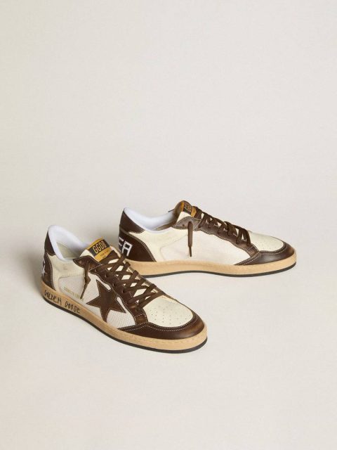 Golden Goose Men's Ball Star In Nappa And Mesh With Suede Star And Brown Leather Inserts Men Ball Star - Image 2