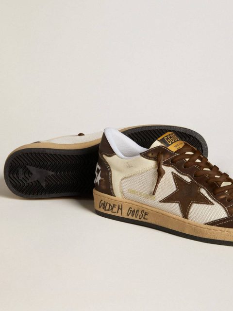 Golden Goose Men's Ball Star In Nappa And Mesh With Suede Star And Brown Leather Inserts Men Ball Star - Image 3