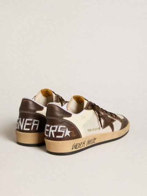 Golden Goose Men's Ball Star In Nappa And Mesh With Suede Star And Brown Leather Inserts Men Ball Star - Image 4
