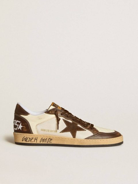 Golden Goose Men's Ball Star In Nappa And Mesh With Suede Star And Brown Leather Inserts Men Ball Star