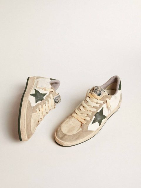 Golden Goose Men's Ball Star Ltd In Nappa With Green Star And Dove-Gray Suede Inserts Ball Star Men - Image 2