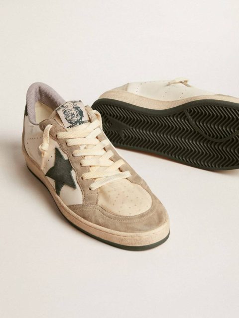 Golden Goose Men's Ball Star Ltd In Nappa With Green Star And Dove-Gray Suede Inserts Ball Star Men - Image 3