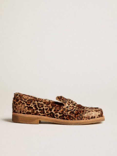 Golden Goose Men's Jerry Loafers In Leopard-Print Pony Skin Boots Men