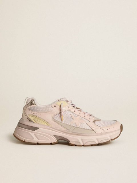 Golden Goose Men’s Lightstar With Pink Leather And Mesh Upper And Pink Star Lightstar Men